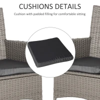 Outsunny Set of Four Rattan Armchairs, with Cushions - Grey(m-6)