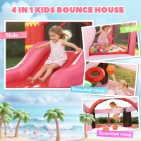 AIYAPLAY Inflatable Bounce House for Kids with Slide, Ball Pit, Basketball Hoop and Blower for Indoor Outdoor Garden, Pink(m-4)