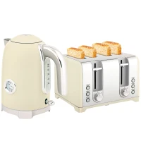 HOMCOM Retro 3000W Kettle and Toaster Set - Cream(m-10)