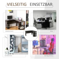 Aosom Eckschreibtisch mit 2 Regalen Dunkelbraun(m-7)