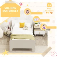 Łóżeczko AIYAPLAY dla dzieci, łóżeczko z zabezpieczeniem przed wypadnięciem, stelaż, 143,5 x 74,2 cm, łóżko dla dziewcząt i chłopców, łóżko młodzieżowe na lata 3–8, białe(m-5)