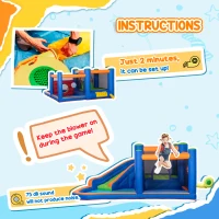 Outsunny Zjeżdżalnia wodna, dmuchany plac zabaw z wentylatorem(m-7)