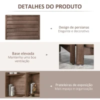 HOMCOM Biombo Dobrável de 4 Painéis de Madeira 162x170 cm Divisória de Ambiente com 3 Prateleiras Nogueira(m-6)