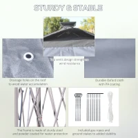 Outsunny Namiot ogrodowy 3,3x3,3m z LED solarnym, szary, składany(m-7)