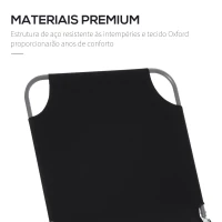 Outsunny Espreguiçadeira de Jardim Exterior Dobrável com Encosto Ajustável em 5 Posições Suporta Até 120 kg para Terraço 187x55x24 cm Preto(m-5)