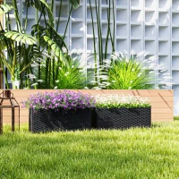 Outsunny Set of Two Rattan-Effect Planters - Black(m-9)