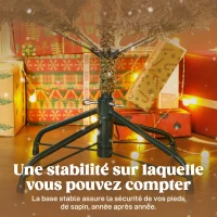 HOMCOM Sapin de Noël artificiel floqué de neige 150 cm, arbre de Noël avec 828 branche, support en métal pliable, vert(m-8)