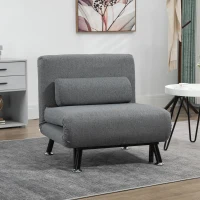 HOMCOM Fauteuil convertible 3 en 1 chauffeuse lit 1 place avec coussin gris(m-10)