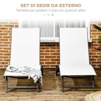 Outsunny Set 2 Lettini Prendisole con Schienale Reclinabile, in Alluminio e Tessuto Traspirante, 66x165x102 cm, Crema(m-4)