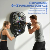 SPORTNOW Muzyczna maszyna bokserska, elektroniczna LED maszyna bokserska z podwójnymi strefami uderzenia, Bluetooth, rękawicami, 9 prędkościami(m-7)