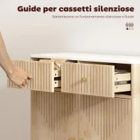 HOMCOM Credenza Buffet in Legno con 2 Cassetti, Armadietto e Piano d'Appoggio Effetto Marmo, 77x30x80 cm, color Rovere(m-5)