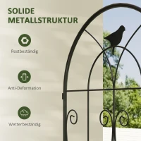 Outsunny Spalier voor klimplanten met vogels, set van 2, tuingaas voor groenten, druivenranken, bloemen, metaal, 50 x 150 cm, zwart(m-7)