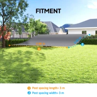 Outsunny Pergola Replacement Canopy Sunshade for Patio Cover Replacement Roof Cover for 3 x 3 m Gazebo 298 x 293 cm Dark Grey(m-3)