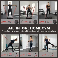 SPORTNOW Deska do pompek 7-w-1 Regulowana z taśmami oporowymi, kółkami i kotwicą drzwiową, składana(m-4)