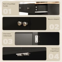 HOMCOM Meuble de rangement buffet salon avec placards, 2 tiroirs et étagères réglables, 68x40,3x85cm, noir et bois naturel(m-7)