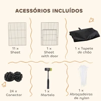 PawHut Cerca Metálica para Animais de 12 Painéis DIY Tapete Impermeável Parque para Porquinhos-da-Índia Ouriços 120x60x40 cm Preto(m-7)