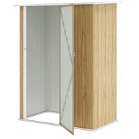 Outsunny Capanno Porta Attrezzi in Metallo con Tetto Inclinato e Porta Bloccabile, 142x86x189 cm, color Legno(m-10)