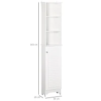 HOMCOM Tall Bathroom Cabinet Storage Cupboard Floor Standing Home Bathroom Furniture w/ 6 Shelves 165H x 34W x 20D cm White(m-3)