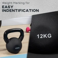 HOMCOM Kettlebell 12 kg z osłoną z tworzywa, Stal, Czarny 20 x 13 x 22cm(m-5)