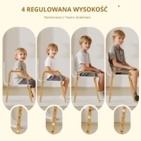AIYAPLAY zestaw drewnianych krzeseł dla dzieci, antypoślizgowe nakładki na nóżki, 3–15 lat, regulacja wysokości, Biały(m-4)
