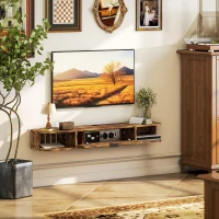 HOMCOM 120 cm Floating TV Unit for TVs up to 50 Inch - Rustic Brown(m-8)