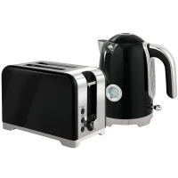 HOMCOM Retro Toaster and Kettle Set - Black(m-1)