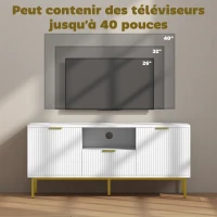 HOMCOM Meuble TV, meuble télé pour 40 pouces avec 2 portes à fermeture douce, tiroir et compartiment ouvert, 120x39x54cm, blanc(m-6)