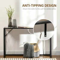 HOMCOM Konsola, Stół do Przedpokoju, Design Industrialny, Stabilna Metalowa Rama, 120 x 35 x 75 cm(m-7)