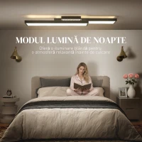 HOMCOM Plafonieră LED Reglabilă cu Telecomandă și Întrerupător, Temperatura Culoare 3000-6000K, Lampă de Design pentru Living și Sufragerie, 70x30 cm, Negru(m-5)