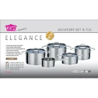 GSW Elegance - Batterie de cuisine 9 pieces en acier inoxydable - Tous feux dont induction(m-2)