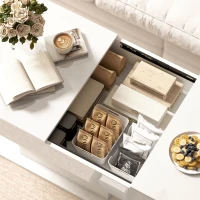 HOMCOM Măsuță de Cafea Extensibilă cu Compartiment Ascuns Modern, 108-178.5x53x49 cm, Alb Lucios(m-9)