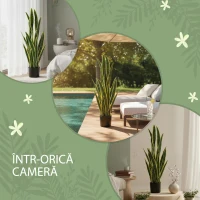 Outsunny Sansevieria Artificială cu Ghiveci pentru Interior și Exterior cu 21 de Frunze Ajustabile, Ø20x90 cm(m-7)