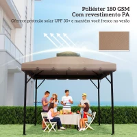 Outsunny Toldo de Substituição 3x3 m com Teto Duplo Orifícios de Drenagem e UPF 30+ Apenas Toldo NÃO Inclui Estrutura Caqui(m-5)