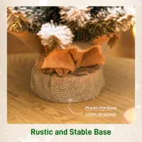 HOMCOM Brad de Crăciun Mic Înalt de 61 cm cu 72 de Ramuri Înzăpezite, Conuri și Boabe Roșii, Verde(m-6)