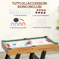 SPORTNOW Tavolo da Gioco 13 in 1 Pieghevole con Calciobalilla, Ping Pong, Hockey, Biliardo, Scacchi e Altri, Noce(m-9)
