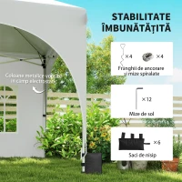 Outsunny Gazebo 3x6 m Pliabil Pop Up cu Înălțime Reglabilă, Foișor de Grădină cu Pereți Laterali, Saci de Nisip, Geantă de Transport, UV30+, pentru Exterior, Camping, Petreceri, Gri Deschis/Alb(m-5)