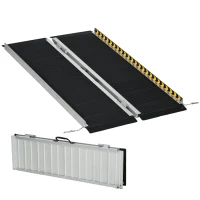 HOMCOM Rampe de fauteuil roulant pliable rampe de chargement sablage antidérapante en alliage d'aluminium 122 x 73,6 cm noir(m-11)