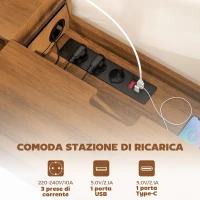 HOMCOM Mobile Porta TV fino 50" Sospeso con Prese di Corrente, USB e Tipo C, Cassetto e Ripiani, 120x24x22.4 cm, Noce(m-4)
