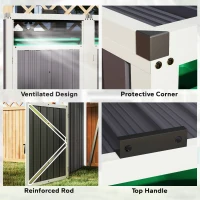 Outsunny Acoperitor pentru Tomberoane de Exterior cu 2 Compartimente, Capac Rabatabil 180°, din Oțel Galvanizat, pentru Grădină sau Patio, 146x81x122 cm, Gri Închis(m-7)