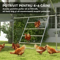 PawHut Suport pentru Găini pe 4 Niveluri, Posatoiu din Lemn și Oțel Galvanizat, Scară pentru Coteț, 4-6 Găini, 140x86x2,5 cm, Lemn Natural(m-6)