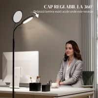 HOMCOM Lampă de Podea LED Reglabilă cu Telecomandă Magnetică și Comenzi Tactile, Cap Rotativ 360°, Reglare Luminozitate și Temperatură a Culorii, pentru Cameră și Living, Negru(m-5)