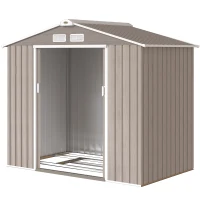 Outsunny Abri de Jardin 2,5 m² - Remise pour Outils avec Fondation - cabanon Porte verrouillable - tôle d'acier marron clair(m-1)