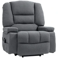 HOMCOM Poltrona Alzapersona Reclinabile con 8 Punti Massaggianti, in Tessuto Effetto Lino, 97x90x102 cm, Grigio(m-10)