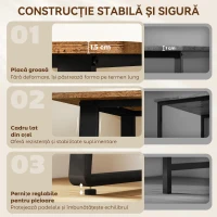 HOMCOM Birou pentru Computer, 120x60x76 cm Birou Lungu cu Colțuri Rotunjite și Structură din Oțel, Masă PC Industrială, pentru Casă, Studiu, Dormitor, Birou, Maro Rustic(m-5)