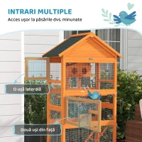 PawHut Cușcă din Lemn pentru Păsări cu Suport pentru Cinteze, Perruși, Păsări Mici - Gri(m-5)