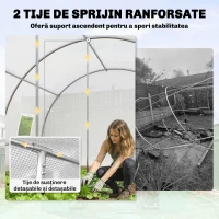 Outsunny Seră de Grădină Tip Tunel 4x3x2 m cu Uși Rulabile și 6 Ferestre, Seră pentru Plante cu 2 Suporturi Diagonale, Cadru din Oțel și Husă PE, pentru Legume, Flori și Fructe, Alb(m-4)