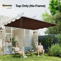 Outsunny Pergola Cover Roof, 2.86 x 2.45 m Retractable Sun Shade Top for 3 x 2m Pergola Frame, UV30+ Protected, Coffee(m-7)