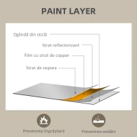 HOMCOM Oglindă Dreptunghiulară de Perete cu Cârlige, Sticlă și MDF, 60x80 cm, Negru(m-6)