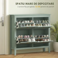 HOMCOM Dulap pentru pantofi 20 perechi, dulap cu 4 sertare rabatabile, rafturi reglabile, verde(m-4)