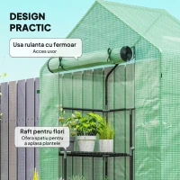Outsunny PE impermeabil și rezistent la UV Grădină seră pentru plante cu rafturi și accesorii de montare, 142x73x195cm, verde(m-5)
